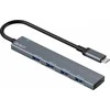 USB-C šakotuvas DELTACO, 5 Gbps, 4x USB-A lizdas, aliuminis, pilkas / USBC-HUB206 / 1903173