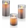Enne Interior Prieš sezonus Lumina LED žvakės 3 komplektų, rūkyto stiklo, 10 / 12,5 / 15 cm