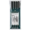 Rašikliai piešimui Faber-Castell PITT, S, F, M, B, 4vnt., juodos spalvos