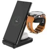 Fixed 3-in-1 wireless charging station for Garmin watch, juodas
