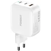 FoneKit GaN PD 100W -verkkovirtalaturi, USB-C + USB-C + USB-A, valkoinen
