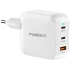 FoneKit GaN PD 100W -verkkovirtalaturi, USB-C + USB-C + USB-A, valkoinen