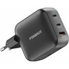 FoneKit GaN PD 100W -verkkovirtalaturi, USB-C + USB-C + USB-A, musta