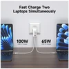 FoneKit GaN PD 165 W pikalaturi, 3 × USB-C + USB-A, valkoinen