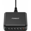 FoneKit GaN PD 200W -verkkovirtalaturi, USB-A + 5 x USB-C, musta