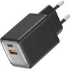 FoneKit GaN PD 48W -verkkovirtalaturi, USB-C + USB-A, musta