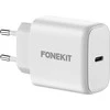 FoneKit GaN PD 65W -verkkovirtalaturi, USB-C, valkoinen