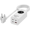 Fuj:tech 5-osainen 67W GaN jatkojohto 4 USB-portilla, 2 m, valkoinen