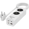 Fuj:tech 6-osainen 67W GaN jatkojohto 4 USB-portilla, 2 m, valkoinen