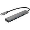 Fuj:tech 4 prievadų USB-C šakotuvas pilkame korpuse