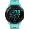 Išmanusis laikrodis Garmin Forerunner 265. Juodas apvadas su žalsvai mėlynos spalvos korpusu ir žalsvai mėlynos ir juodos spalvos silikoniniu dirželiu