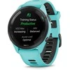 Išmanusis laikrodis Garmin Forerunner 265. Juodas apvadas su žalsvai mėlynos spalvos korpusu ir žalsvai mėlynos ir juodos spalvos silikoniniu dirželiu