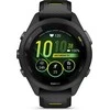 Išmanusis laikrodis Garmin Forerunner 265S. Juodas apvadas ir korpusas su juodos bei „Amp Geltona“ (geltonos) spalvos silikoniniu dirželiu