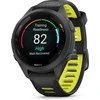 Išmanusis laikrodis Garmin Forerunner 265S. Juodas apvadas ir korpusas su juodos bei „Amp Geltona“ (geltonos) spalvos silikoniniu dirželiu