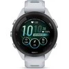 Išmanusis laikrodis Garmin Forerunner 265S. Juodas apvadas su baltojo akmens spalvos korpusu ir baltojo akmens bei žalsvos spalvos silikoniniu dirželiu