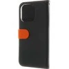 Insmat Exclusive Flip Case piniginės dėklas, Apple iPhone 16 Pro, juoda / oranžinė