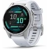 Išmanusis laikrodis Garmin Fenix 8 – 43 mm, AMOLED Sidabrinės spalvos korpusas su baltojo akmens spalvos silikoniniu dirželiu