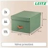 Leitz Leitz Puro Storage Box with lid, medium, 17L, 100% recycled card, pack of 2, Žalias, Cardboard, 17 L, 270 mm, 370 mm, 200 mm