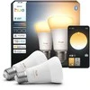 Philips Hue WA 1100 A60 2P EU | E27 | 8.1 W | Warm to cool baltas light | Bluetooth and Zigbee
