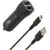 Wave automobilinis įkroviklis, su dviem USB jungtimis + Type-C laidas, 15,5W
