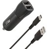 Wave automobilinis įkroviklis, su dviem USB jungtimis + Type-C laidas, 15,5W