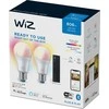 WiZ išmanioji lempa, E27, RGBW – visų spalvų ir atspalvių baltos šviesos, Wi-Fi, 806 lm, 2 pakuotės ir WiZ Remote