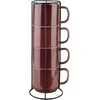 Affek Design EVIE BURGUNDY 4 puodelių ant stovo rinkinys (4 x 370 ml)