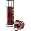 Affek Design EVIE BURGUNDY Komplet 4 kubków na stojaku 4x370ml