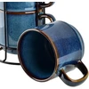 Affek Design EVIE DARK Mėlynas 4 puodelių ant stovo rinkinys (4 x 370 ml)
