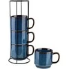 Affek Design EVIE DARK Mėlynas Komplet 4 kubków na stojaku 4x370ml
