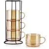 Mondex Since 1986 PETER HONEY Komplet 4 filiżanek na stojaku 350ml 12,5x12,5x27 cm