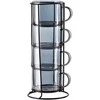 Mondex Since 1986 PETER Pilkas Komplet 4 filiżanek na stojaku 350ml 12,5x12,5x27 cm