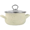 Mondex Silesia Emalia Emaliuotas puodas Helena 1,9l, 16cm, kremas su marmuru, indukcijai