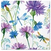 Mondex Serwetki 33x33 Violetinė/mėlyna kwiaty i ważka 20szt