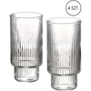 Mondex Since 1986 ELLA STRIPES 4 stiklinių rinkinys 400 ml iš borosilikatinio stiklo 7x5,6x14 cm