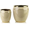 Mondex Since 1986 NEVA Komplet 2 osłonek ceramicznych 31x31x30,5cm 21x21x23cm beż+złoto