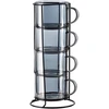 Mondex Since 1986 PETER Pilkas Komplet 4 filiżanek na stojaku 350ml 12,5x12,5x27 cm
