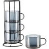 Mondex Since 1986 PETER Pilkas Komplet 4 filiżanek na stojaku 350ml 12,5x12,5x27 cm