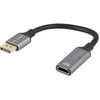 ADAPTER DISPLAYPORT(M)->HDMI(F) 4K NA KABLU 20CM Sidabrinis LANBERG