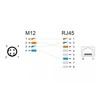 „DeLOCK“ M12 adapteris, D kodavimo, 4 kontaktų kištukas į RJ45 jungtį, tiesus, M12, RJ-45, juodas