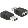 ADAPTERIS USB-A(M) 2.0->USB-A(F) EASY-USB JUODA DELOCK