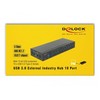 HUB USB 3.0 DELOCK 10-PORT AKTYWNY pramoninis IŠORINIS 20KV ESD JUODA