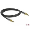 GARSO KABELIO MINIJACK 3,5 MM M/M 3 PIN + 2X UŽSUKIMO ADAPTERIS 6,35 MM 1M JUODA DELOCK