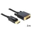 Delock kabelis Displayport 1.1 vyriškas > DVI 24+1 vyriškas pasyvus 3 m juodas