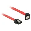 KABELIS SATA DATA III (6GB/S) F/F 20CM Z ZATRZASKAMI METALOWYMI KAMPINIS DÓŁ/PROSTO RAUDONA DELOCK