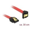 KABELIS SATA DATA III (6GB/S) F/F 30CM Z ZATRZASKAMI METALOWYMI Raudonas DELOCK