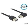 KABELIS USB-A M/M 2.0 3M EASY-USB KAMPINIS LEWO/PRAWO JUODA DELOCK