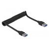 KABELIS USB-A M/M 3.0 0.3-1.2M SPIRALA JUODA DELOCK