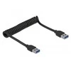 KABELIS USB-A M/M 3.0 0.3-1.2M SPIRALA JUODA DELOCK