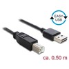 Delock kabelis EASY-USB 2.0 tipo A kištukas > USB 2.0 tipo B kištukas 0,5 m juodas